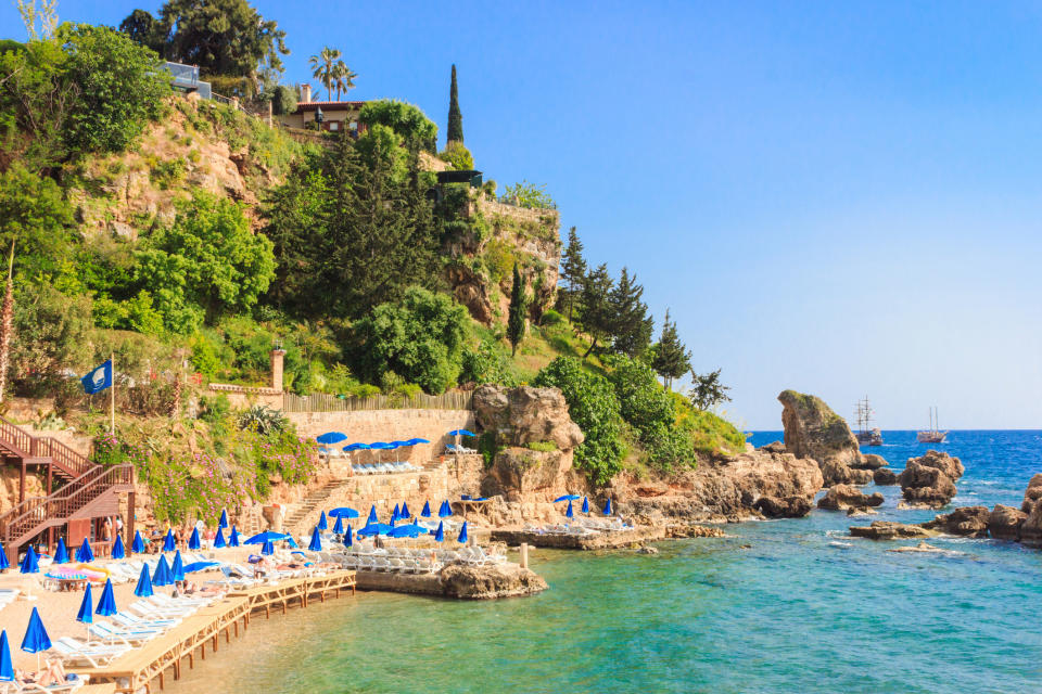 A rocky hilltop coastline.