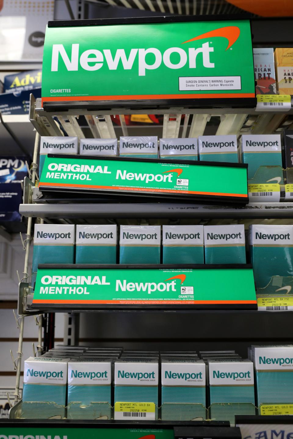 Newport menthol cigarettes for sale at the Gulf gas station on North Broadway in Sleepy Hollow, Nov. 28, 2022. A proposed ban will stop the sale of menthol cigarettes in Westchester County.