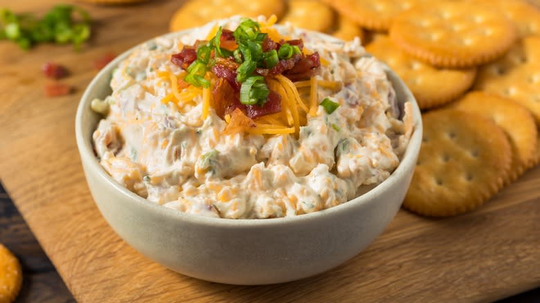 bowl of cheesy bacon dip