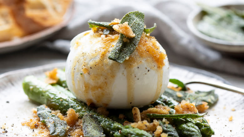 Burrata with crispy sage leaves