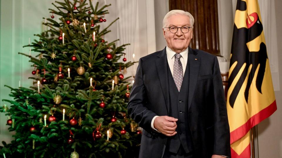 Bundespräsident Frank-Walter Steinmeier bei seiner Weihnachtsansprache. (Bild: dpa)