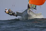 <p>Ryan Seaton (IRL) of Ireland and Matt McGovern (IRL) of Ireland compete. (Reuters) </p>