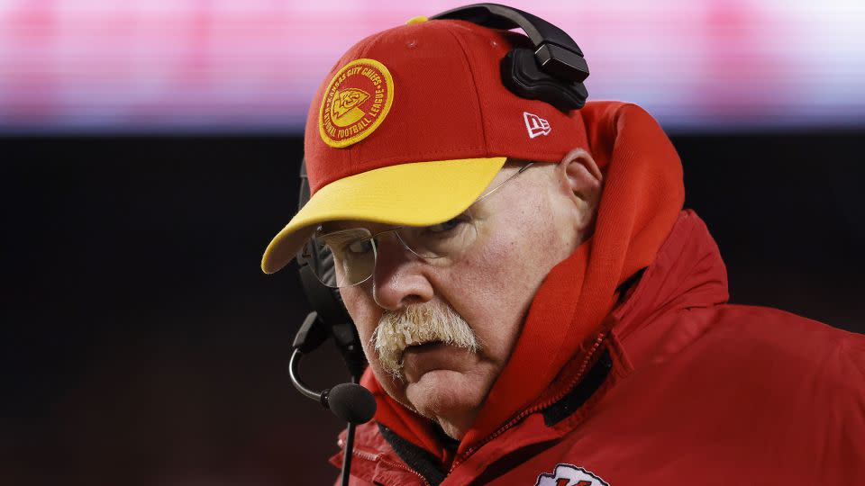 Chiefs head coach Andy Reid looks on during the game against the Dolphins. - David Eulitt/Getty Images