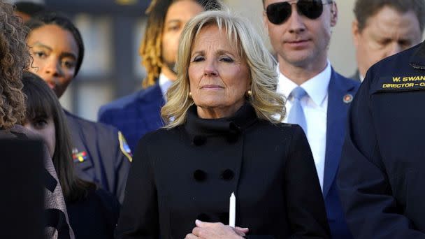 PHOTO: First Lady Jill Biden attends a vigil after a deadly shooting at the Covenant School in Nashville, Tenn., March 29, 2023. (Cheney Orr/Reuters)