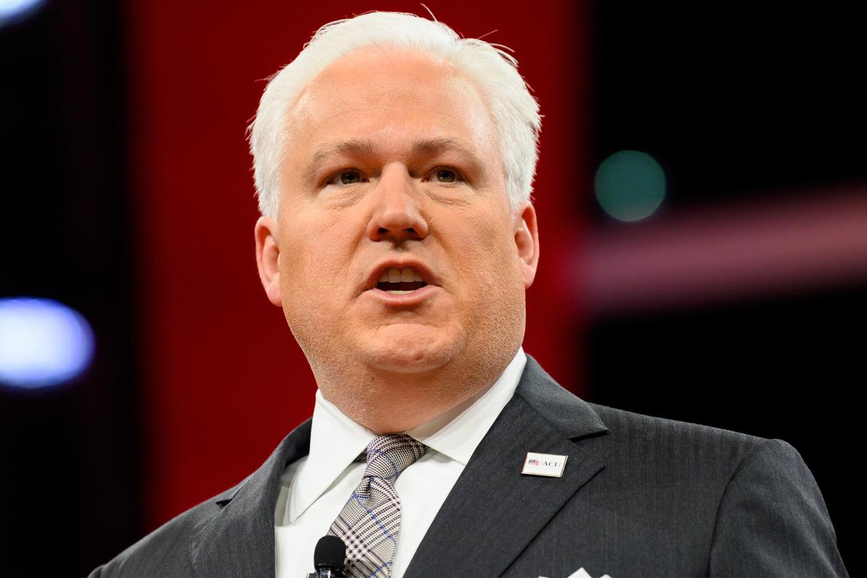 Matt Schlapp, chairman of the American Conservative Union, seen speaking during the American Conservative Union's Conservative Political Action Conference (CPAC) at the Gaylord National Resort & Convention Center in Oxon Hill, MD.