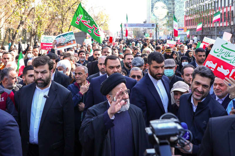 Iranian President Ebrahim Raisi attends a celebration event to mark the 45th anniversary of the 1979 Islamic Revolution. Mohammad Javad Ostad/Iranian Presidency/dpa