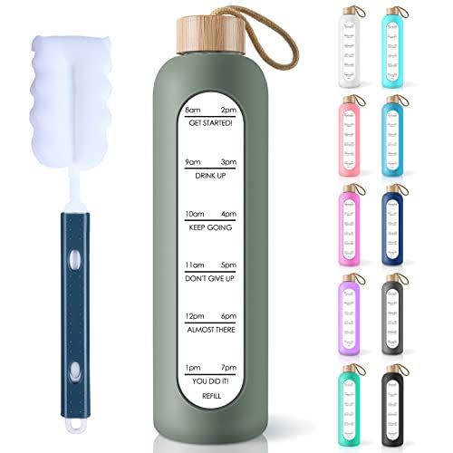 4) Probttl Glass Water Bottle with Time Markers