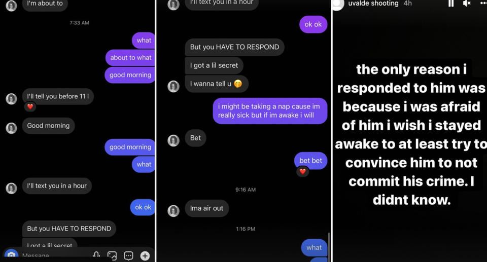 Messages between female Instagram user and Texas gunman Salvador Ramos