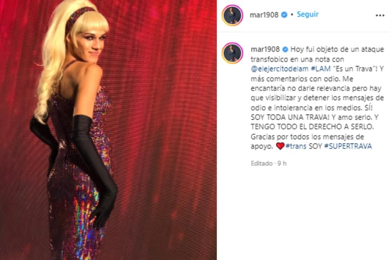 Mariana Genesio Peña hizo un descargo en sus redes tras la desagradable situación que vivió durante una entrevista (Foto: Instagram @mar1908)