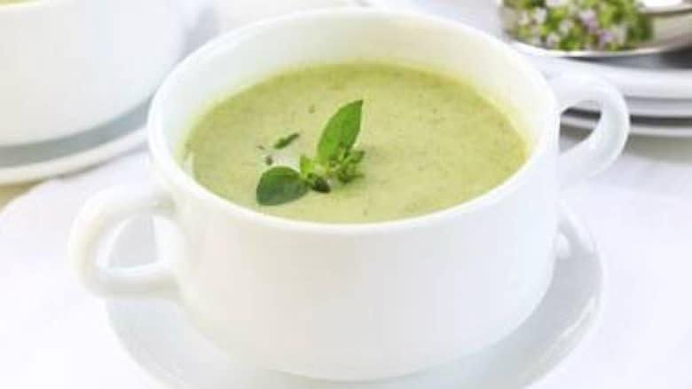 Broccoli soup in bowl