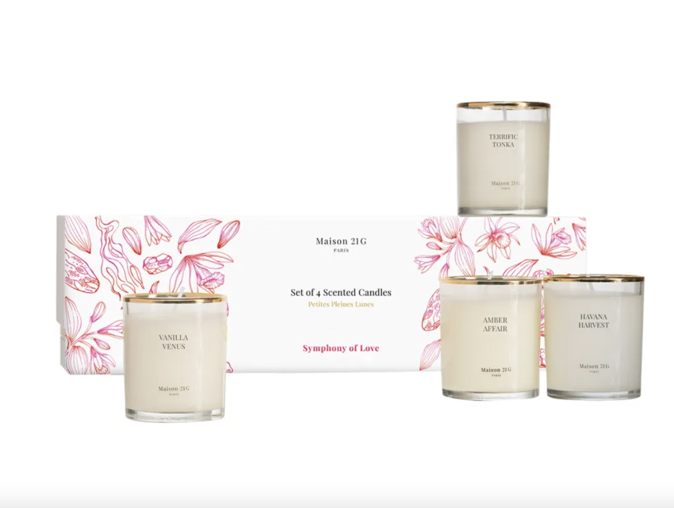 A photo of Maison 21G Symphony of Love Set of 4 Scented Candles.