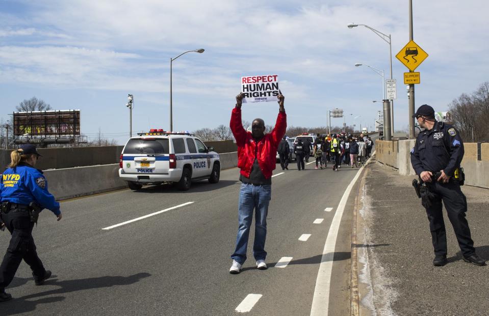 Racial profiling and police brutality are not new issues – this protest march began on Staten Island, New York, on April 13, 2015, after the death of Eric Garner while in New York Police Department custody. <a href="https://www.gettyimages.com/detail/news-photo/crowd-sets-off-on-the-march-2-justice-april-13-2015-in-the-news-photo/469610708?adppopup=true" rel="nofollow noopener" target="_blank" data-ylk="slk:Robert Nickelsberg/Getty Images;elm:context_link;itc:0;sec:content-canvas" class="link ">Robert Nickelsberg/Getty Images</a>