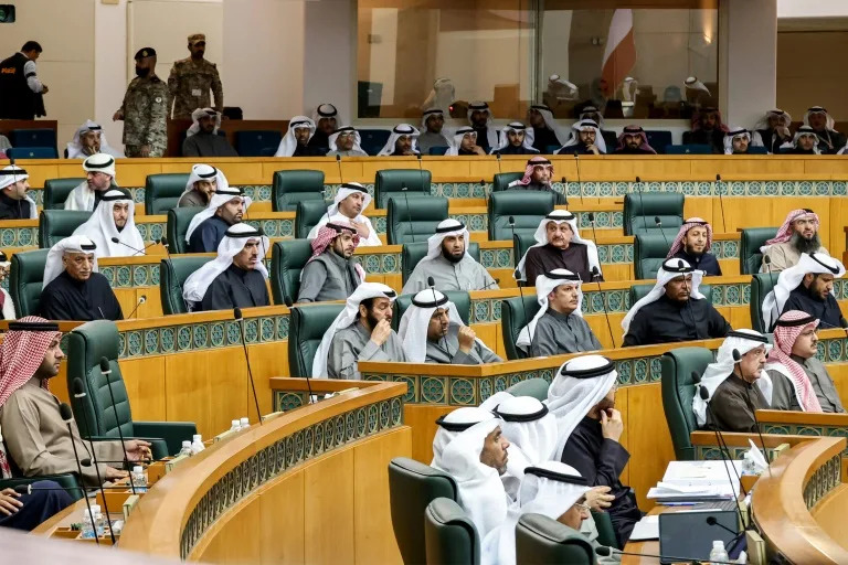 Kuwaiti lawmakers attend a parliament session at the National Assembly in Kuwait City on February 6, 2024. (YASSER AL-ZAYYAT)