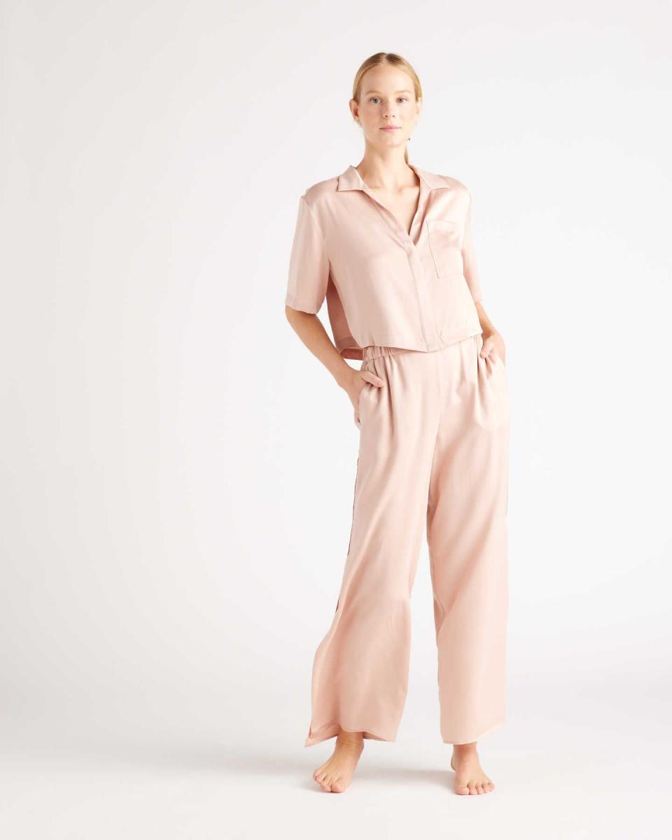 21) Silk Button Up & Pants Pajama Set