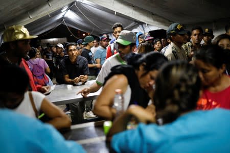 Venezuelans at the Ecuadorian Peruvian border service center in the outskirts of Tumbes