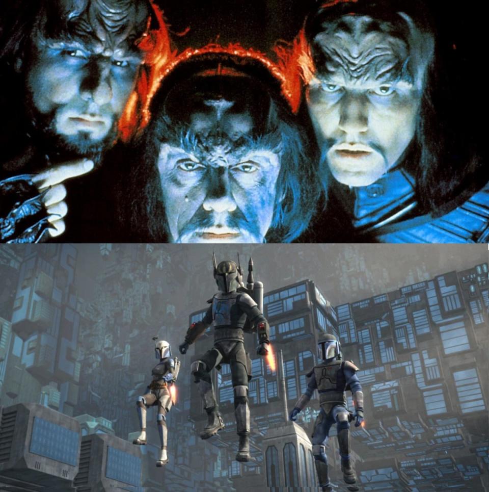 Klingon Warriors in Star Trek III: The Search for Spock,and Mandalorian Death Watch commandos in The Clone Wars.