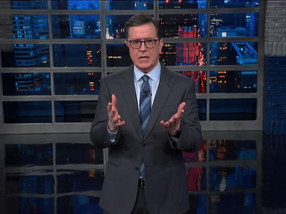 US talk show host Stephen Colbert devoted 10 minutes of his opening monologue last night to new rape allegations made against Donald Trump by the journalist E Jean Carroll, calling them “specific… credible and... terrible.”After addressing the relative lack of coverage the allegations have received in the US, Colbert described Carroll as “the 22nd woman to step forward” to accuse Trump of sexual misconduct. “Twenty-two women! That should raise alarms,” he joked.“Trump is really repeating his 2016 strategy,” Colbert added, in reference to the women who came forward with rape and harassment allegations shortly before his election three years ago.> The President of the United States was accused of sexual assault. Again. LSSC pic.twitter.com/J0EUDoUlxZ> > — The Late Show (@colbertlateshow) > > June 25, 2019“Let me put it this way,” he continued. “If one person in your life accused you of pooping in their kitchen sink, I could be persuaded to believe that that is a lie. But if over the course of the 73 years of your life, 22 separate people came forward with detailed accounts of times you had pooped in their kitchen sinks, I’m going to start to think you’re a sink pooper. There’s no difference here.”Last week, Carroll, a popular journalist and advice columnist, alleged in New York Magazine that she had encountered Trump in a Bergdorf Goodman department store in late 1995 or early 1996. She claimed that Trump was buying lingerie for a girlfriend and asked her to model it for him, before assaulting her in a dressing room.Colbert’s monologue was recorded hours before Trump denied that he had raped Carroll as she had claimed, telling journalists in the Oval Office that Carroll was “not [his] type” and that “it never happened”. He had previously suggested that the pair had never met one another, until it was confirmed they had been photographed together on at least one occasion.