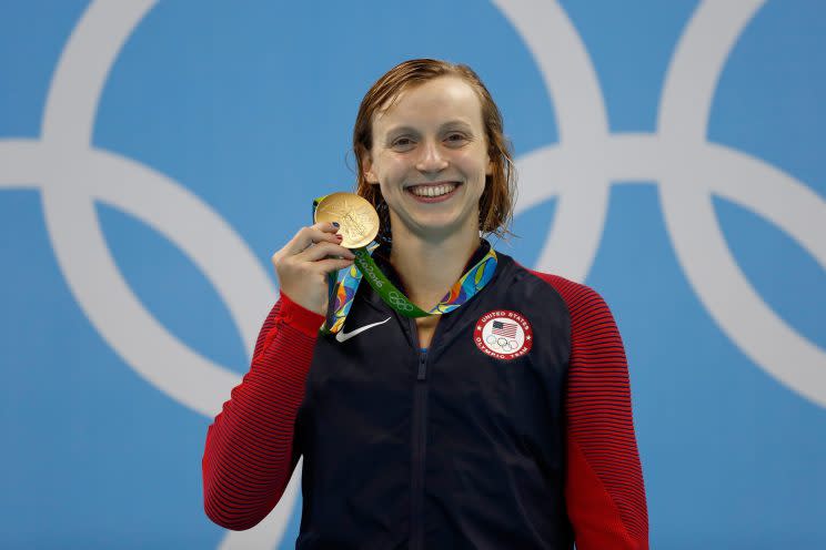 Katie Ledecky was the first U.S. swimmer to win a gold medal. (Getty)