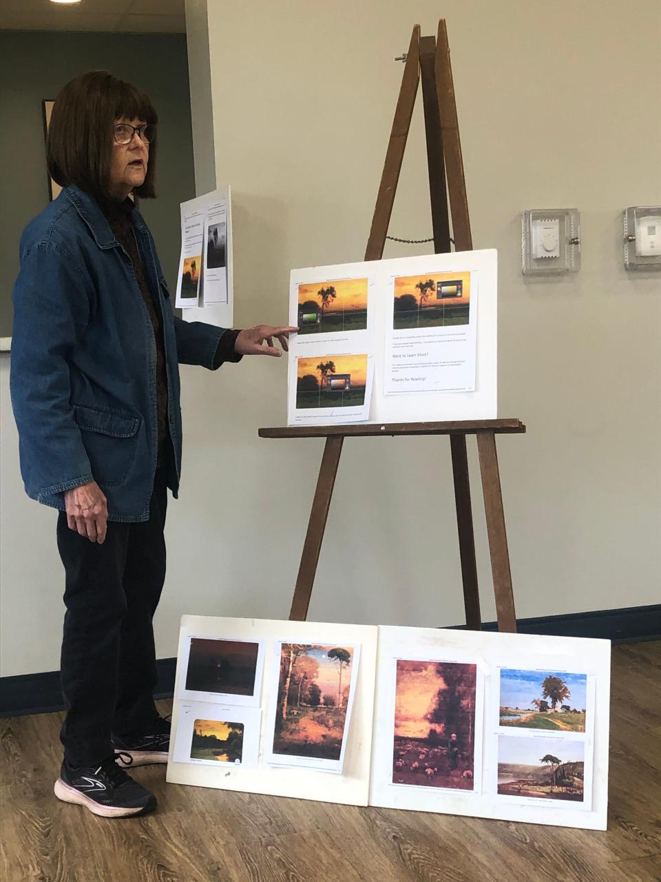 Artist and teacher Cathy McCormick discusses light in a pastel with the Friday Pinhook Art Group at Pinhook Park Community Center in South Bend.