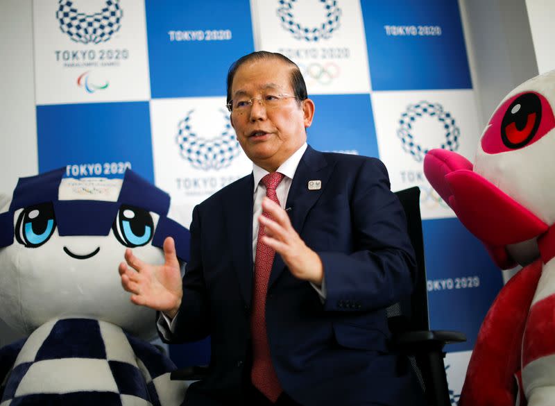 Toshiro Muto, Tokyo 2020 Organizing Committee CEO, speaks during an interview with Reuters in Tokyo