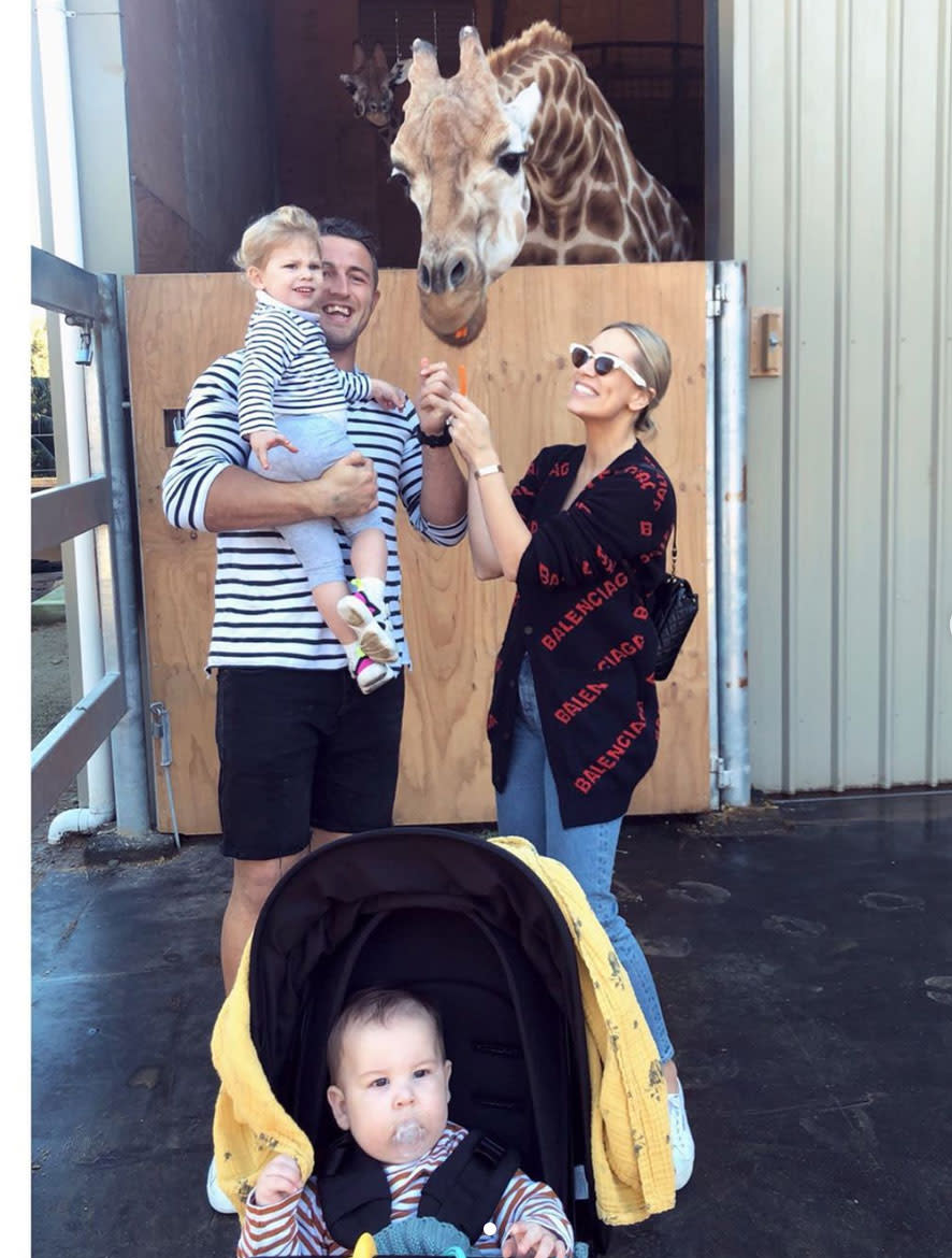 Phoebe and Sam Burgess and children at the zoo