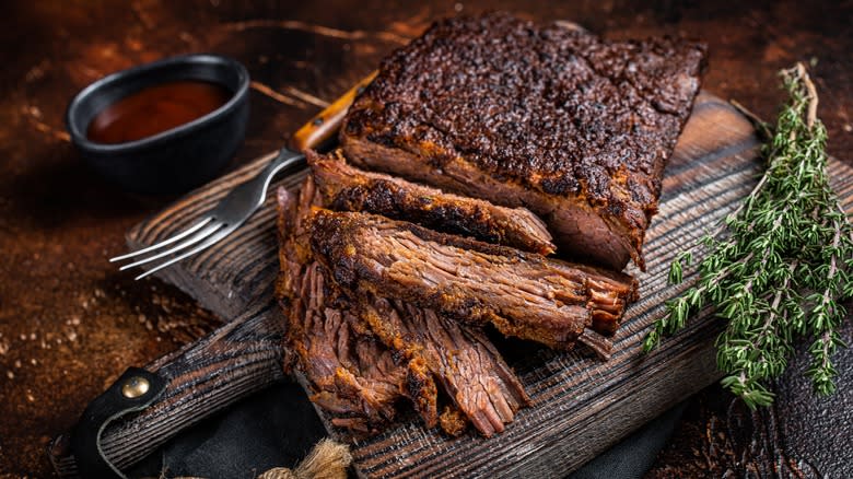 beef brisket on cutting board