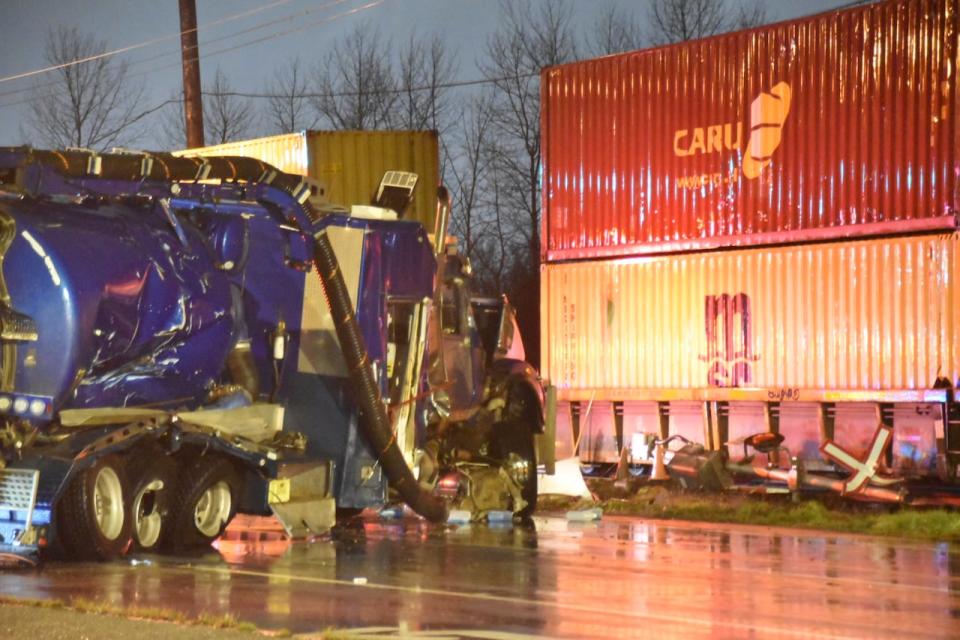 An RCMP spokesperson said the truck was attempting to make a 3-point turn near the railway tracks just before the crash.