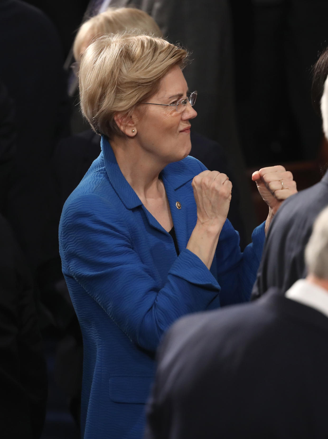 Sen. Elizabeth Warren wore teal to the State of the Union address. (Photo: Getty Images)