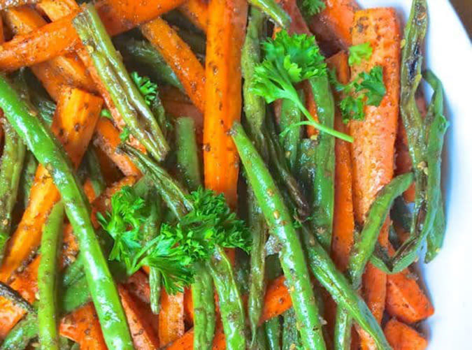 Za'atar Roasted Carrots and Green Beans