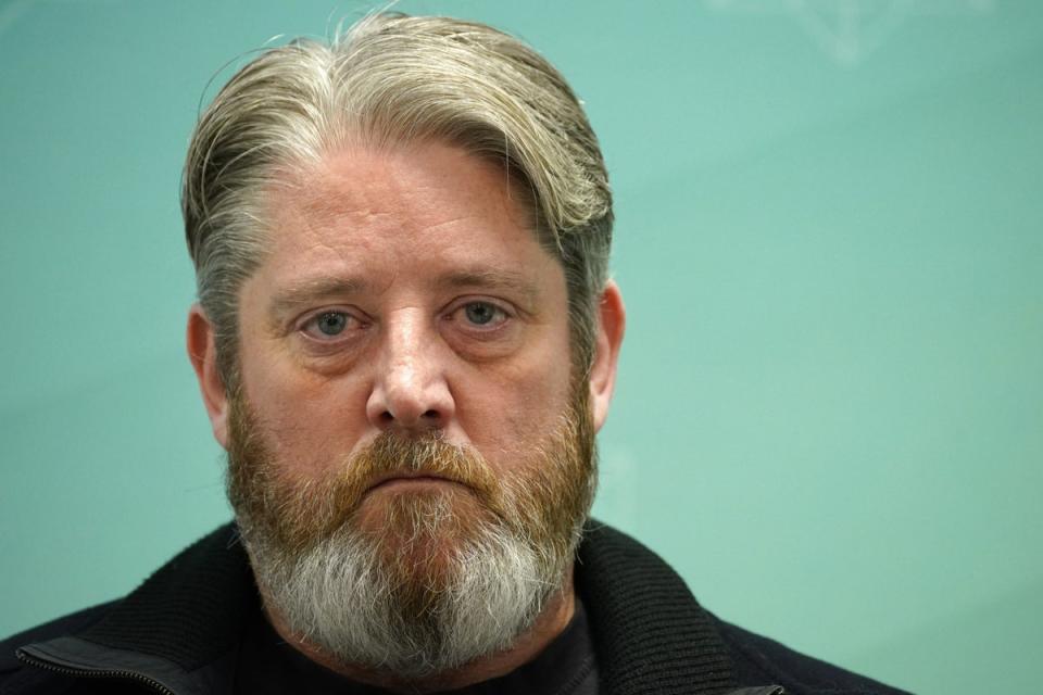 Elle Edwards’ father, Tim Edwards, pictured during a press conference at Merseyside Police Headquarters in Liverpool (PA)