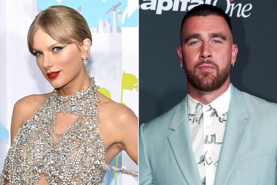 <p>Bryan Bedder/Variety via Getty; Chris Polk/Variety/Penske Media via Getty</p> Taylor Swift, Travis Kelce.