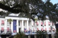 Preparations are underway for the inauguration of Florida Gov. Ron DeSantis on Monday, Jan. 2, 2023, at the Old Capitol, in Tallahassee, Fla. DeSantis will be sworn in for his second term as Florida Governor Tuesday. (AP Photo/Lynne Sladky)