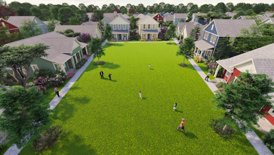 A rendering of The Hamlet at Barclay West, a proposed community of cottage and townhome rentals near the intersection of 17th Street and Independence Boulevard in Wilmington.