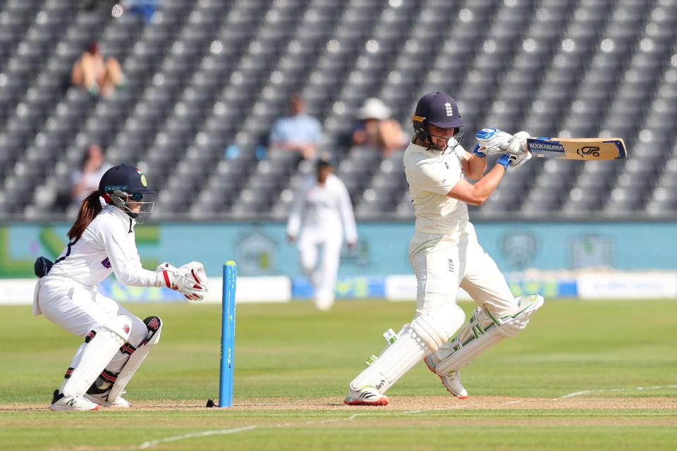 Natalie Sciver of England plays an attacking shot on Day One in Bristol (Getty)