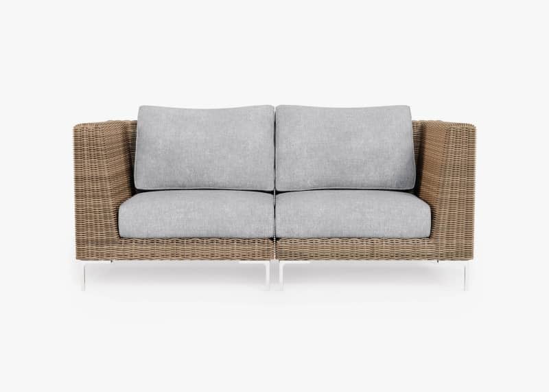 Brown Wicker Outdoor Loveseat