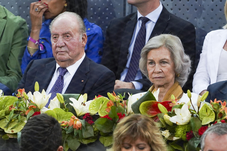 King of Spain Juan Carlos I, Queen of Spain Sofia during the Mutua Madrid Open 2019 (ATP Masters 1000 and WTA Premier) tenis tournament at Caja Magica in Madrid, Spain, on May 11, 2019.  (Photo by Oscar Gonzalez/NurPhoto via Getty Images)
