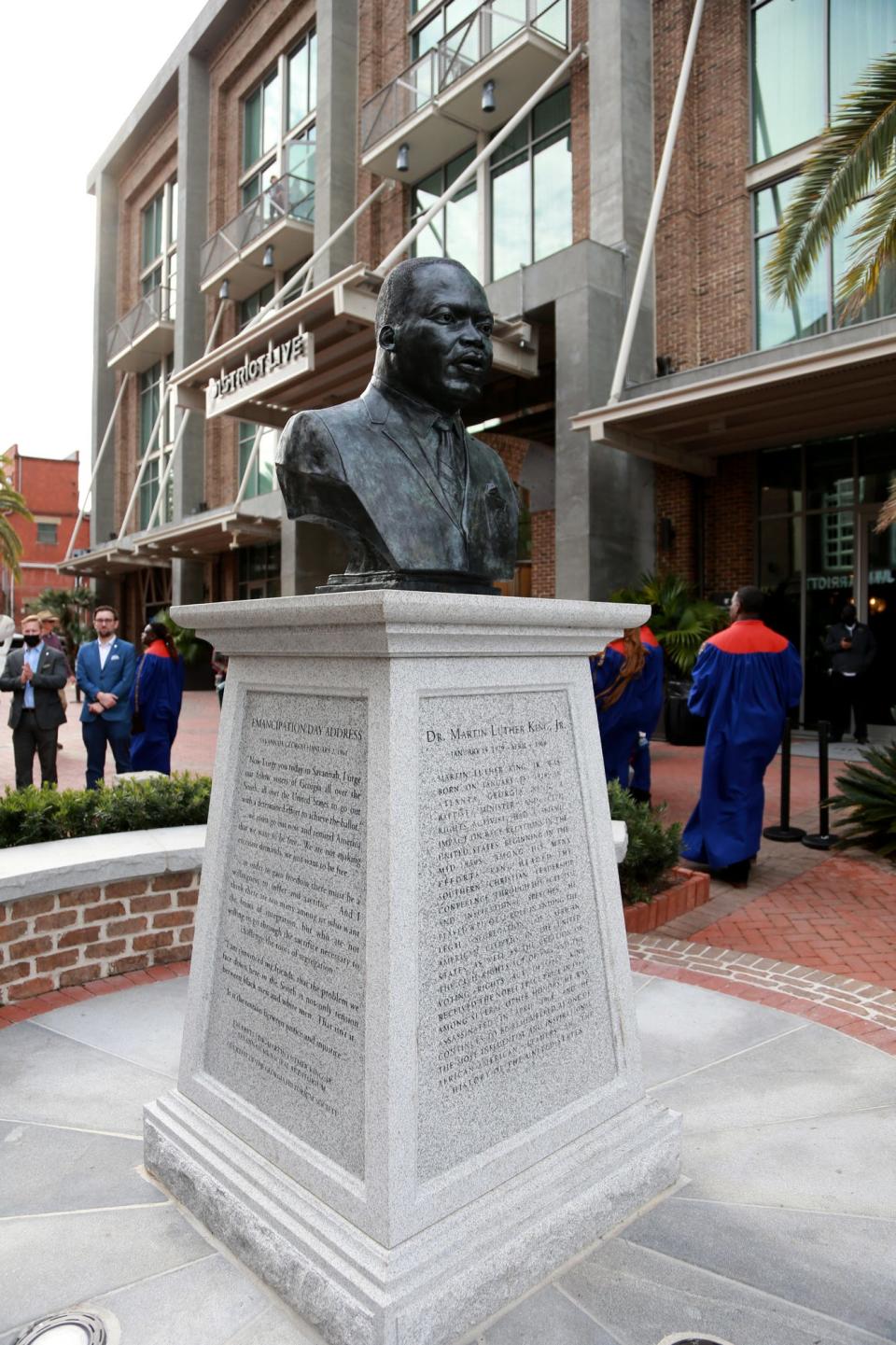 Saturday before unveiling the Martin Luther King, Jr Commemorative Memorial at Plant Riverside District.