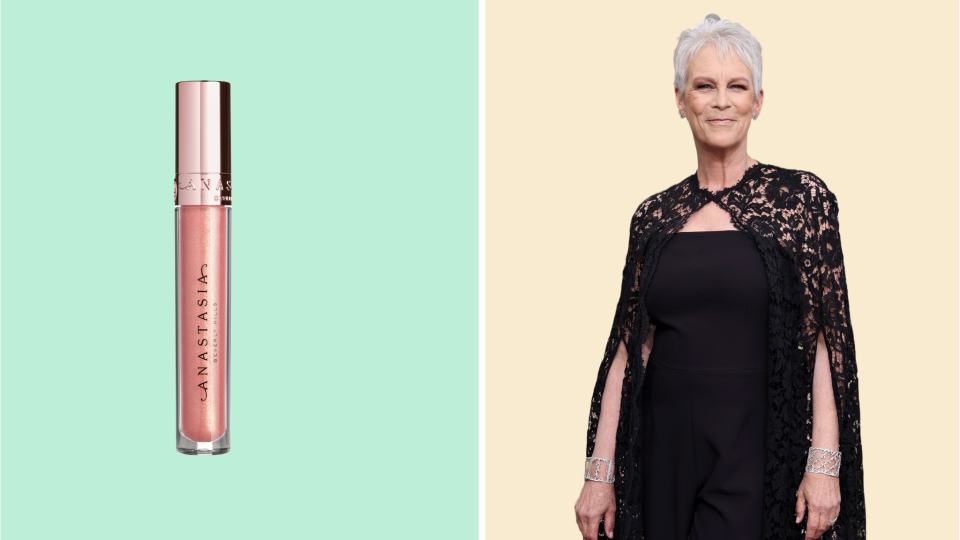 For the 2023 Golden Globes, Jamie Lee Curtis's pout was coated with a layer of the Anastasia Beverly Hills Lip Gloss in "Peachy."