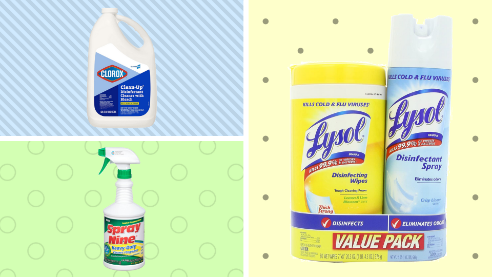 Household disinfectants are available at Amazon: Shop Clorox, Spray Nine and Lysol. (Photo: Amazon)
