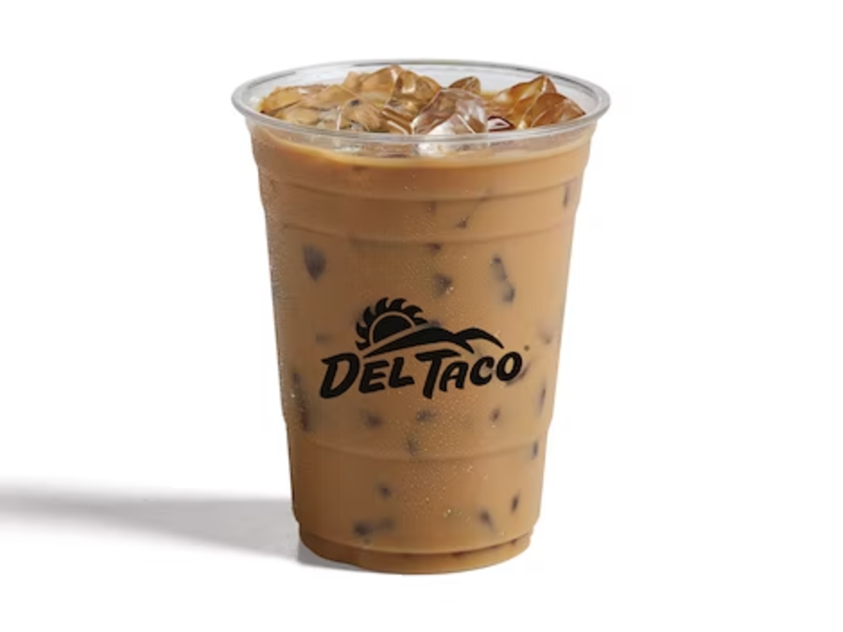 Del Taco Iced Coffee on a white background