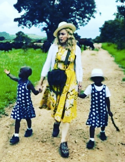 Madonna and her twins, Stella and Esther. (Photo: Instagram)