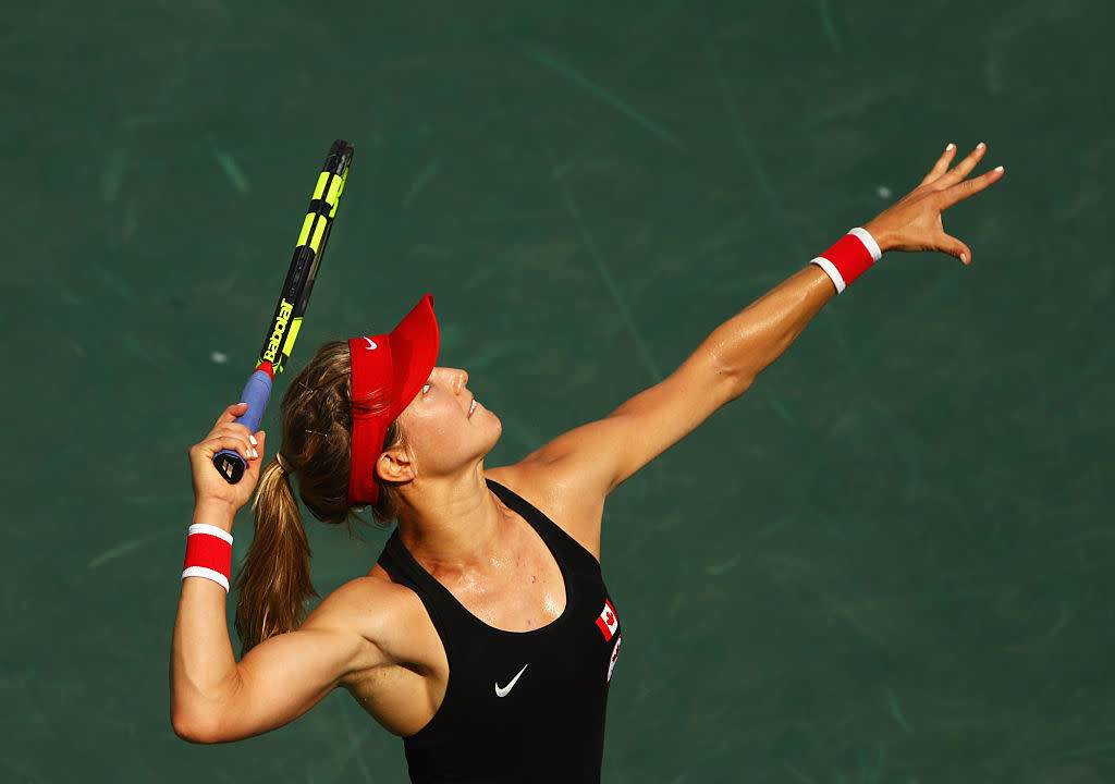 Eugenie Bouchard competes in the Women's singles on day 3 of the Olympics in Rio. (Photo: Getty)