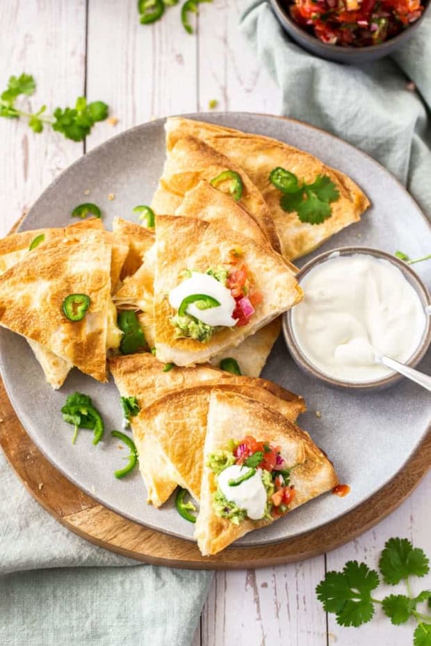 <p><a href="https://www.sustainablecooks.com/air-fryer-chicken-quesadilla/" rel="nofollow noopener" target="_blank" data-ylk="slk:Sustainable Cooks;elm:context_link;itc:0;sec:content-canvas" class="link ">Sustainable Cooks</a></p>