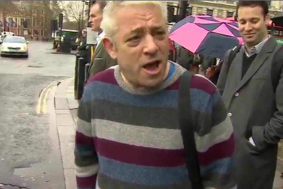 Speaker John Bercow sporting a colourful jumper on his way to work this morning (BBC)