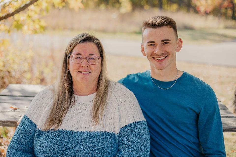 UIndy catcher Will Spear with his late mother Barbara Spear who died from cancer March 1.