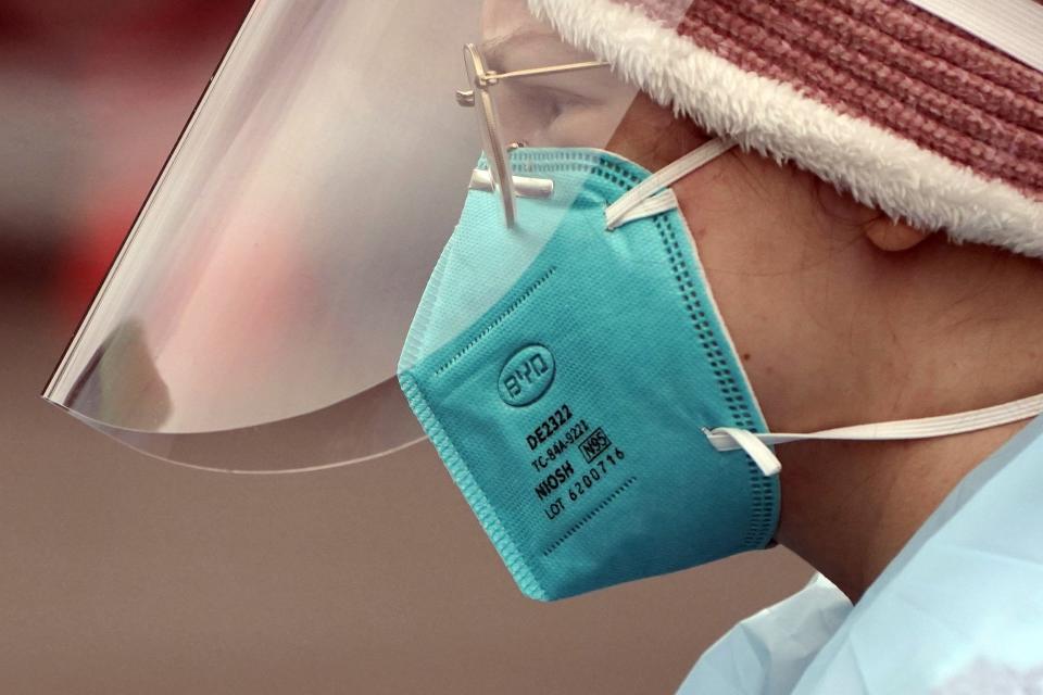 An N95 mask, which has proved to be more resistant to the omicron variant of COVID-19.