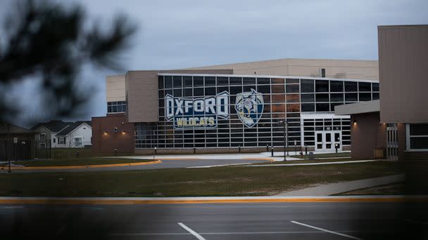 PHOTO: In this Dec. 7, 2021, file photo, a exterior view of Oxford High School is shown in Oxford, Mich. (Emily Elconin/Getty Images, FILE)