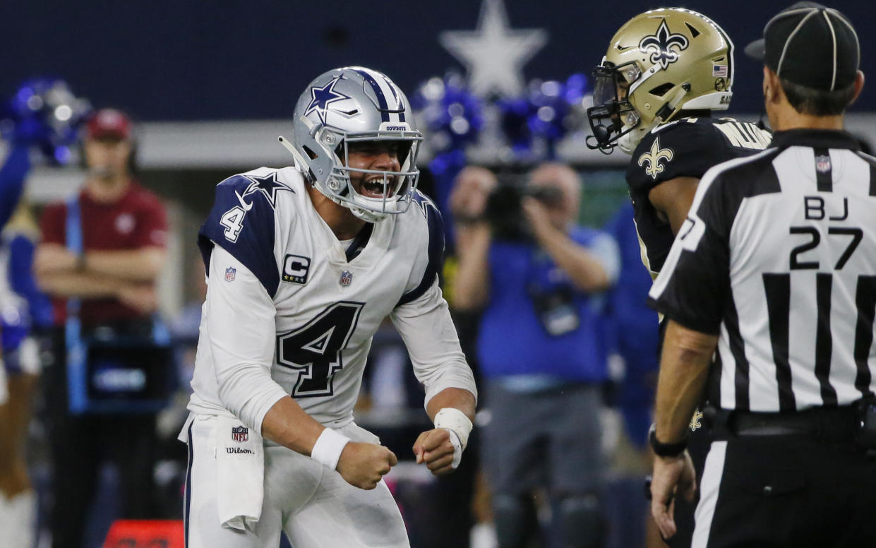 Dallas Cowboys quarterback Dak Prescott will face Russell Wilson and the Seahawks in their playoff opener. (AP)