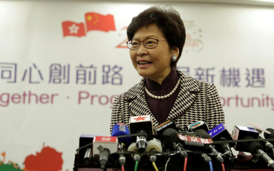 Hong Kong leader-elect Carrie Lam attends a news conference in Beijing, China April 11, 2017.  - Credit: Jason Lee/Reuters