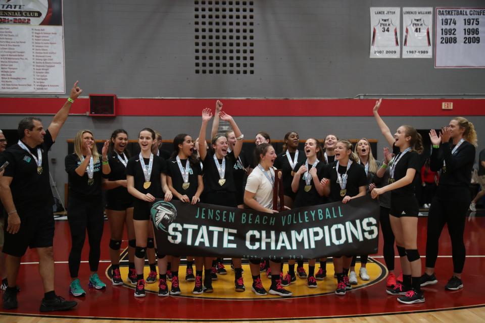 Barron Collier plays Jensen Beach in the FHSAA Class 5A volleyball state championship on Saturday, Nov. 12, 2022, at Polk State College in Winter Haven.